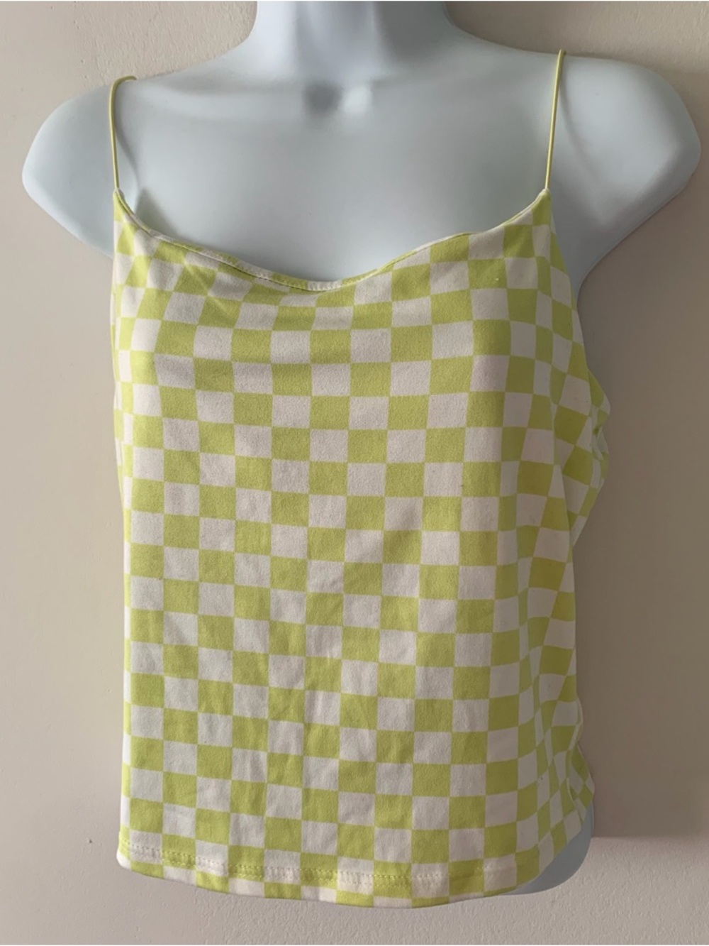 gaze Lime and White Checkered Spaghetti Strap Cami - Picture 2 of 4
